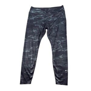 Nike Leggings Dark Gray Camo Shiny High Rise Women's Size XL
